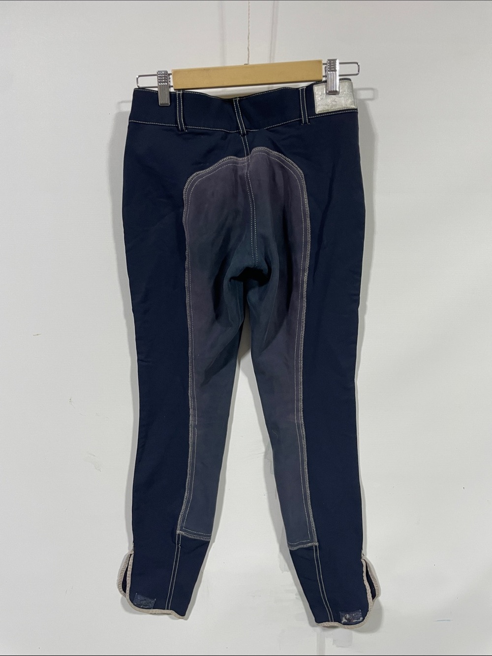 Slim Navy Riding-Style Skinny Pants with Contrast Stitching - Picture 3 of 3